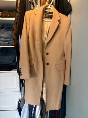 Zara Camel Tan Wool Blend Pea Coat